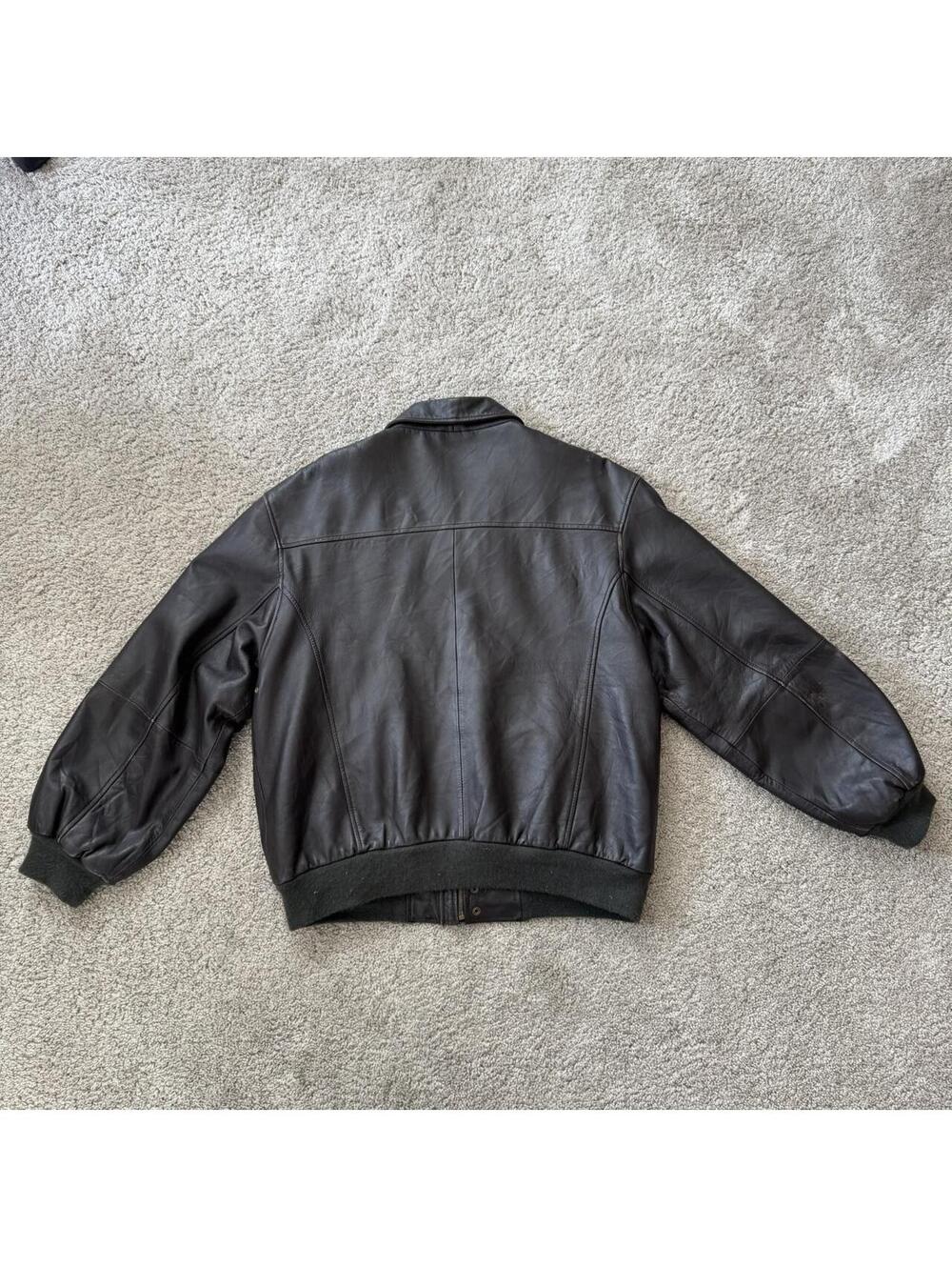 Vintage 80s Map Interior Leather Jacket - Picture 6 of 7